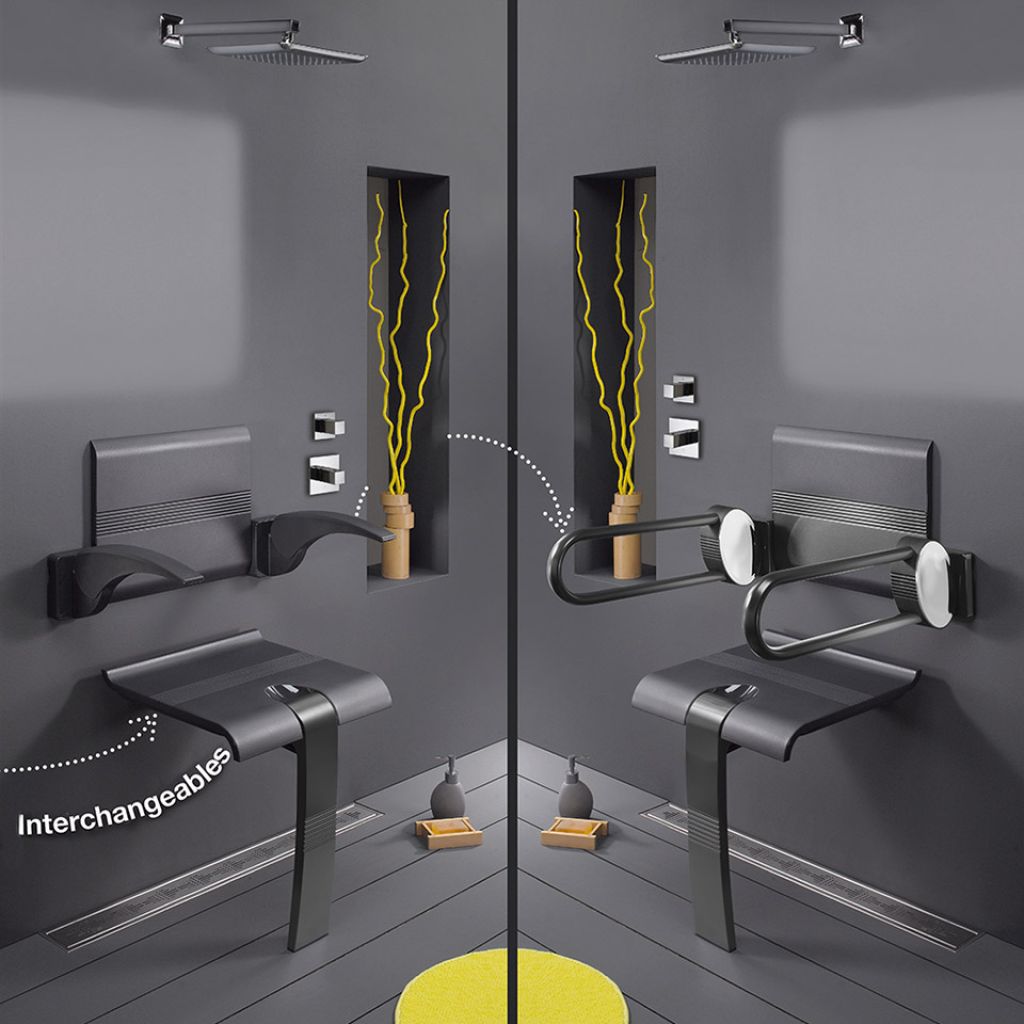 ARELOR-UES - Guide pratique « Production de logements accessibles et adaptés » - Espace privatif - Salle de bain - Exemple de siège de douche escamotable