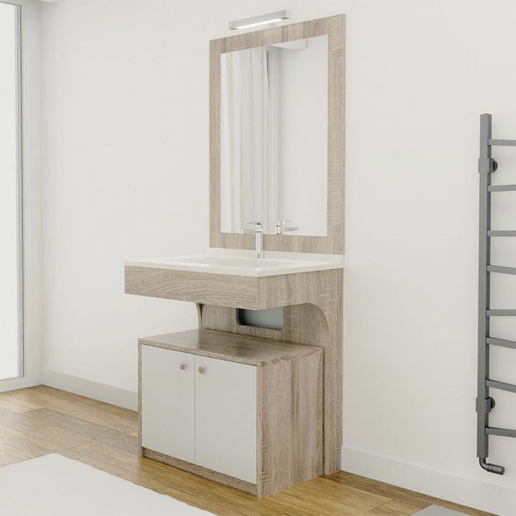 ARELOR-UES - Guide pratique « Production de logements accessibles et adaptés » - Espace privatif - Salle de bain - Exemple de siège de meuble vasque accessible