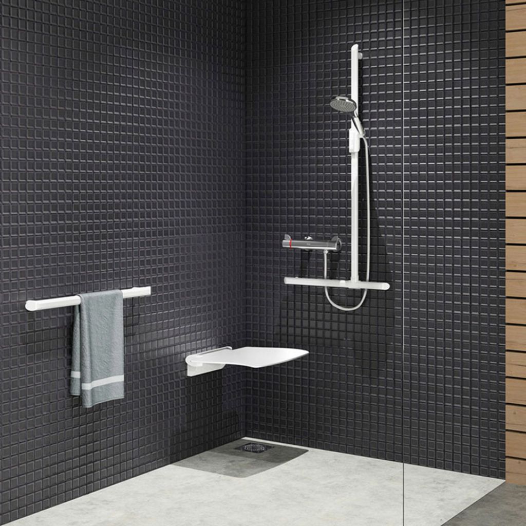 ARELOR-UES - Guide pratique « Production de logements accessibles et adaptés » - Espace privatif - Salle de bain - Exemple de siège de douche escamotable