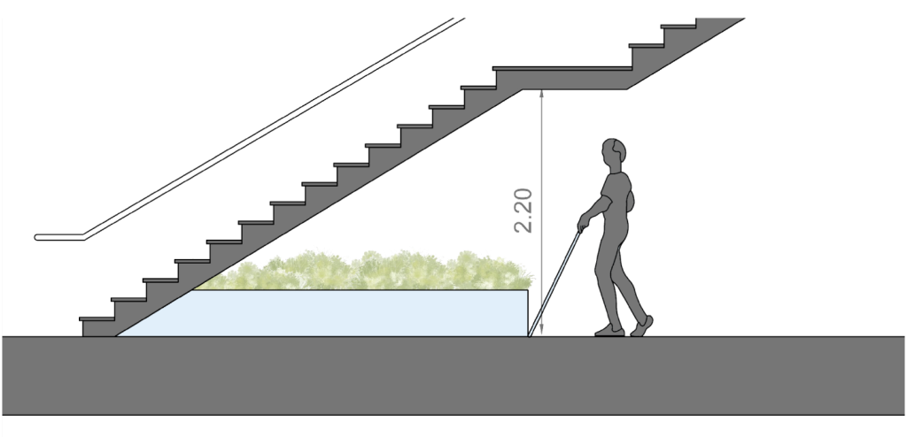 ARELOR-UES - Guide pratique « Production de logements accessibles et adaptés » - Espaces communs - Vue sur un escalier adapté
