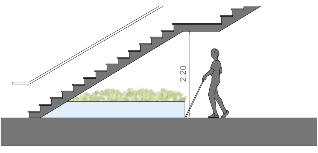 ARELOR-UES - Guide pratique &laquo; Production de logements accessibles et adapt&eacute;s &raquo; - Espaces communs - Vue sur un escalier adapt&eacute;