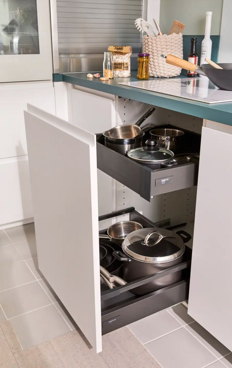 ARELOR-UES - Guide pratique « Production de logements accessibles et adaptés » - Espace privatif - Salon, salle à manger, cuisine - ARELOR-UES - Guide pratique « Production de logements accessibles et adaptés » - Espace privatif - Salon, salle à manger, cuisine - Tiroir télescopique