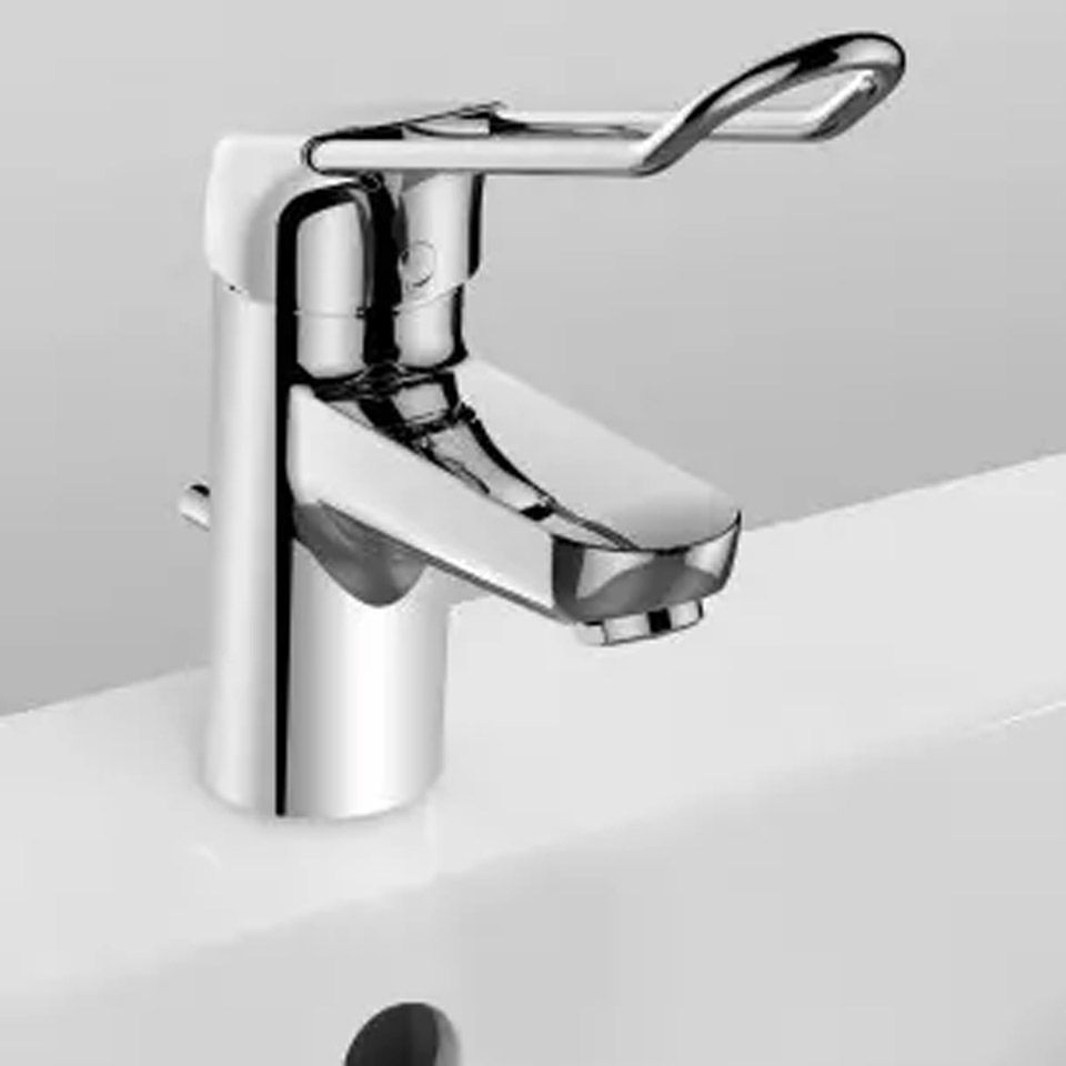 ARELOR-UES - Guide pratique &laquo; Production de logements accessibles et adapt&eacute;s &raquo; - Espace privatif - Salle de bain - Exemple de mitigeur de lavabo &eacute;chancr&eacute;